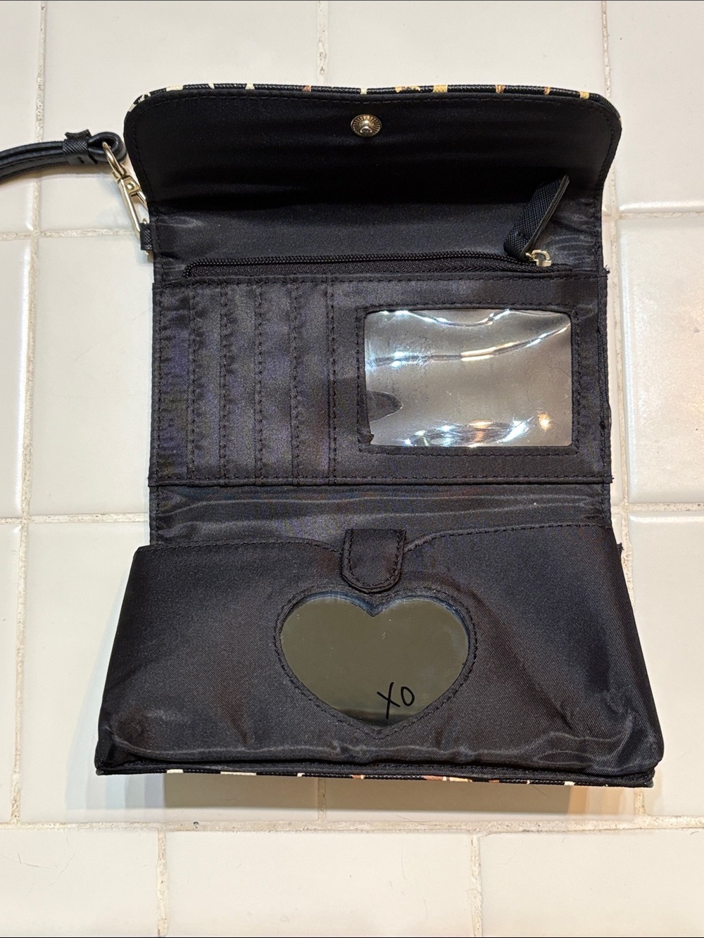 Victoria's Secret Leopard Print Wristlet Wallet - Black, Brown & Cream - Picture 3 of 5